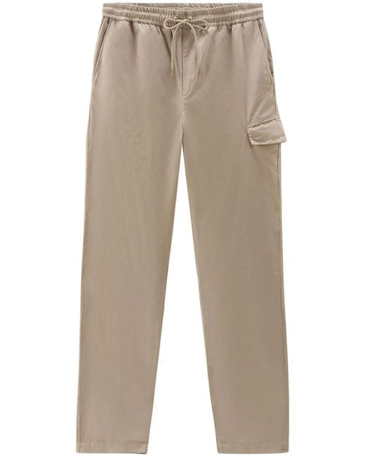 Woolrich Natural Straight-Leg Cargo Trousers for men