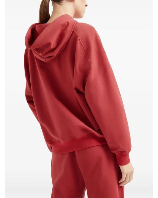 Brunello Cucinelli Red Stretch-Cotton Zip-Up Hoodie