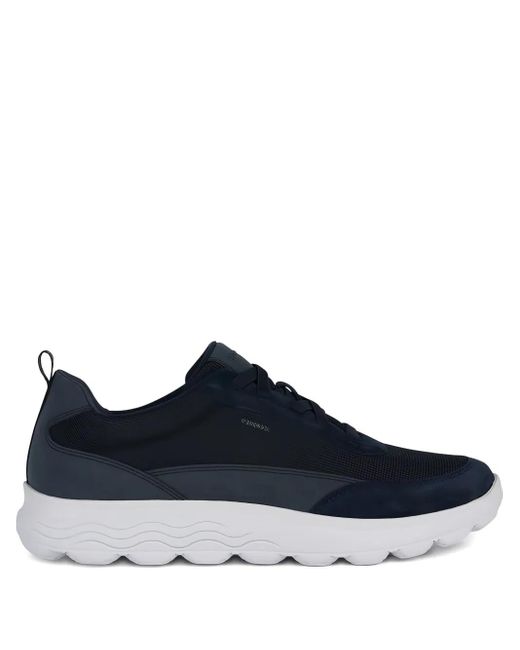 Geox Blue Spherica Mesh-Panel Suede Sneakers for men