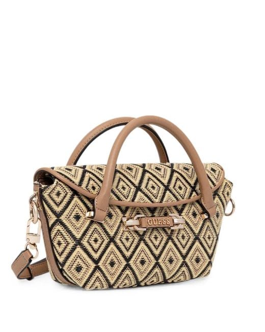Guess White Sophia Diamond-Pattern Shoulder Bag