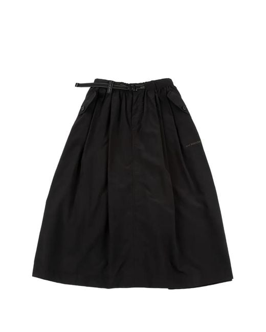 And Wander Black Oversized Cargo Midi Skirt