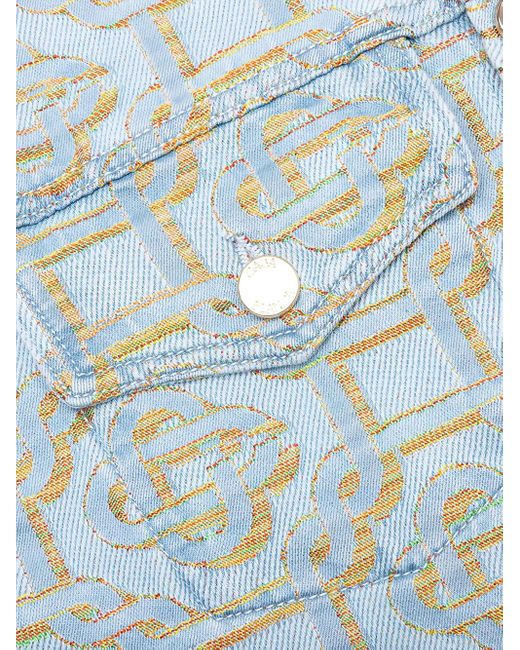 Casablanca Blue Monogram-Jacquard Denim Jacket for men
