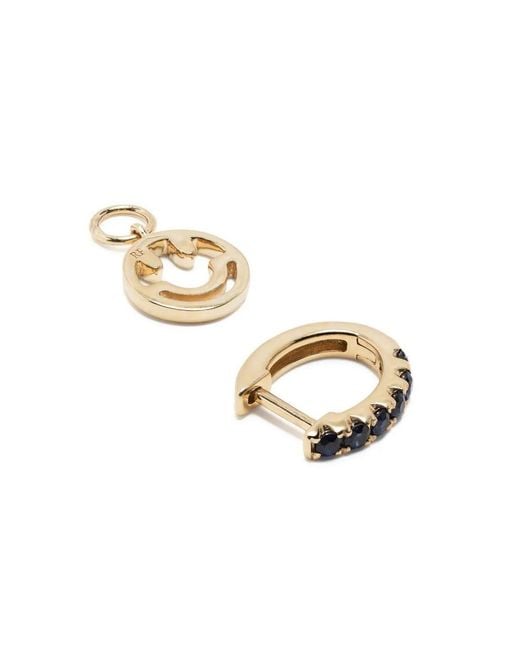 Roxanne First White 14Kt Smiley Sapphire Hoop Earring