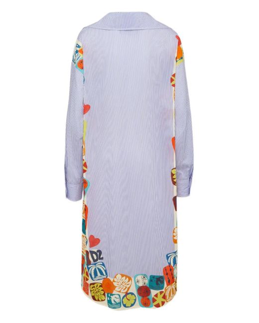 DSquared² Blue Cotton Midi Dress