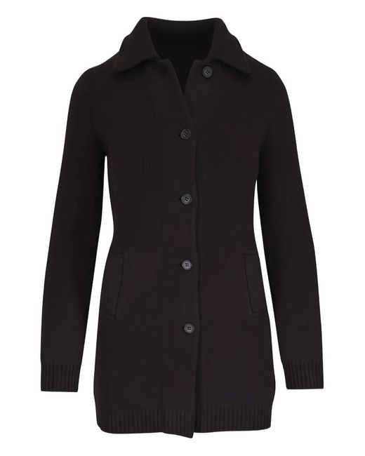 Lisa Yang Black Collared Button-Fastening Cardigan