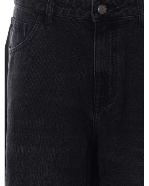 ELEH Black Logo-Patch Wide-Leg Jeans