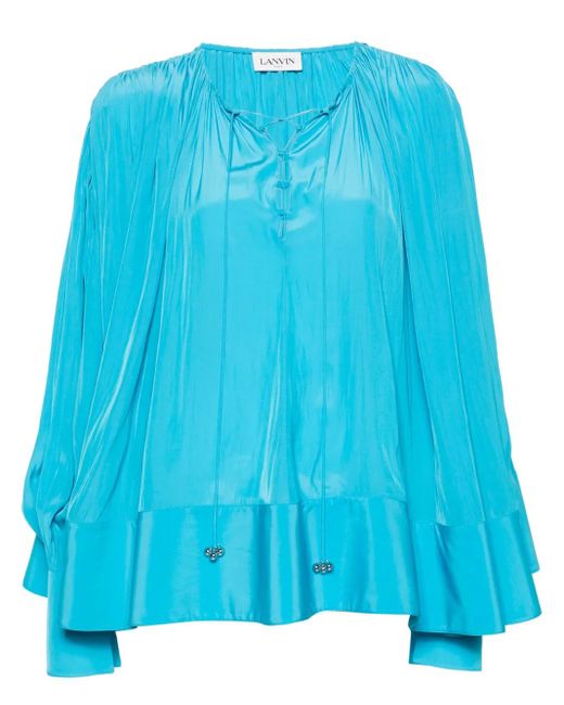 Lanvin Blue Gathered Drop-Shoulder Kaftan