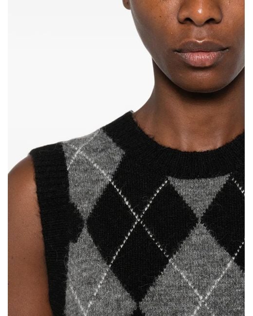 Yerse Black Pullunder Mit Argyle-Muster