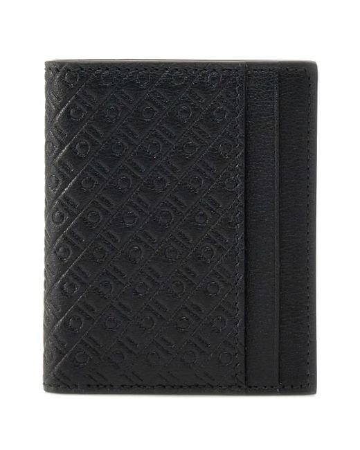 Ferragamo Black Embossed-Monogram Card Holder for men