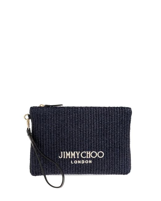 Jimmy Choo Blue Logo-Detail Clutch Bag
