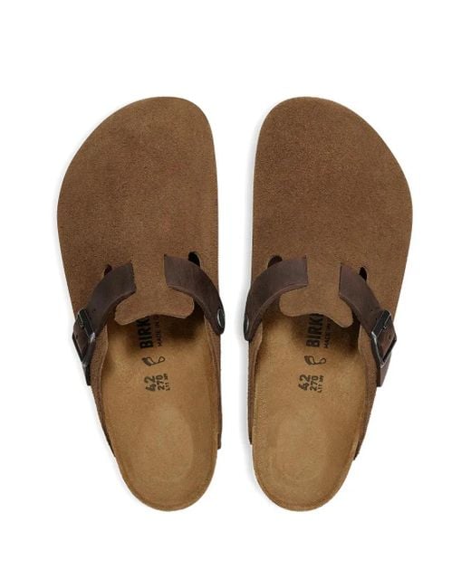 Birkenstock Brown Suede Buckle Clogs for men