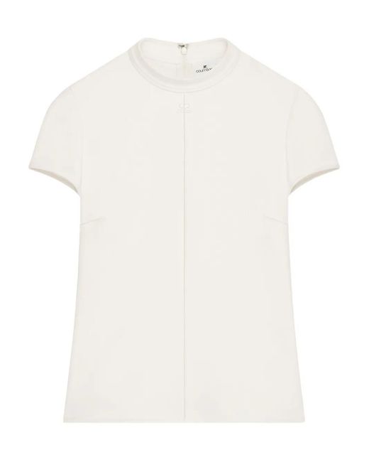 Courreges White Heritage Crêpe Short-Sleeves Blouse