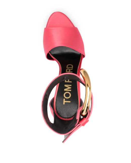 Tom Ford Pink Buckled Satin 105Mm Sandals