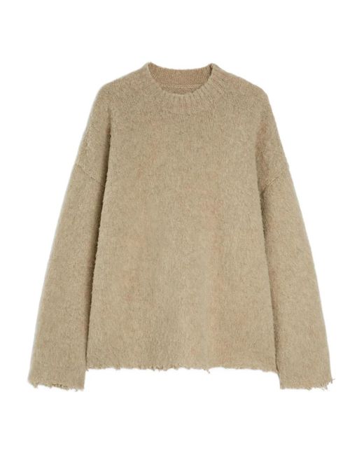 Jil Sander Natural Brushed Frayed-Hem Wool Sweater for men