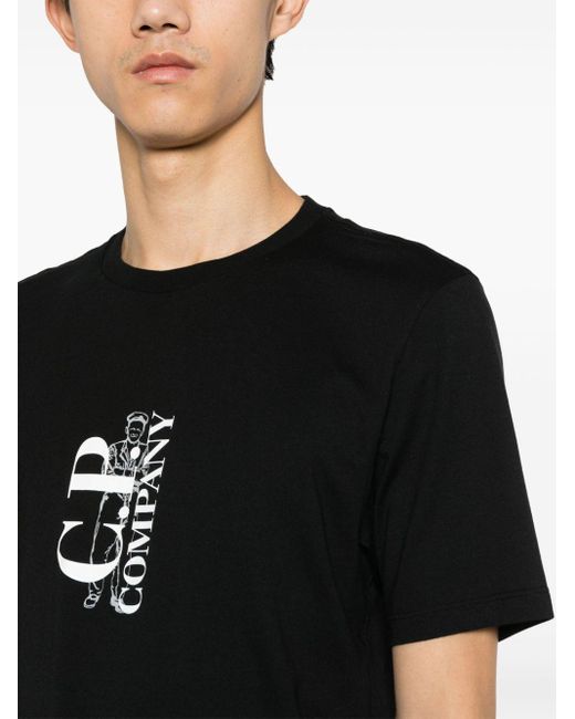 Camiseta con logo estampado C P Company de hombre de color Black