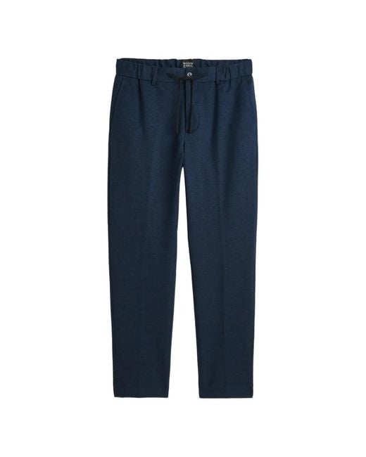 Scotch & Soda Blue Drawstring-Detail Straight-Leg Trousers for men
