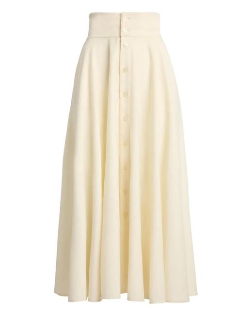 Jupe Mi-Longue À Coupe Évasée Ralph Lauren en coloris White