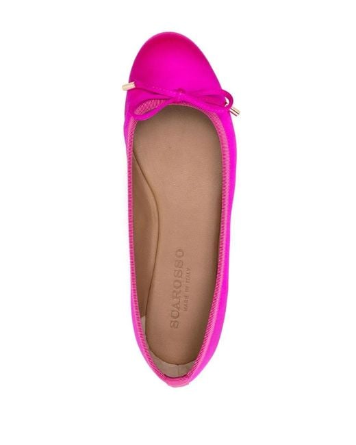Scarosso Pink Carla Bow-Detail Ballerina Shoes