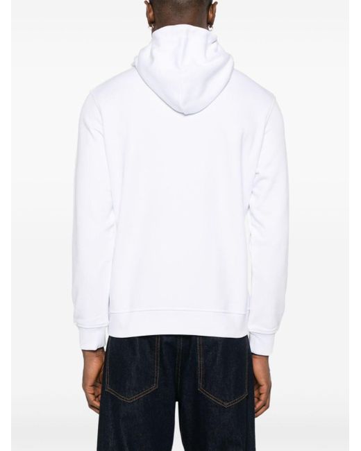Hoodie en coton à logo texturé Karl Lagerfeld pour homme en coloris White