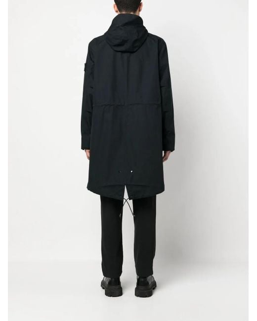 Stone Island Black Compass-Patch Long-Sleeved Coat for men