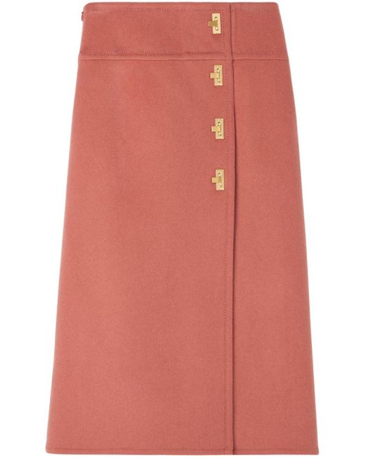 St. John Pink Clasp-fastening Wool-cashmere Skirt