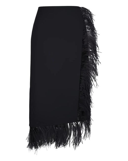 Akris Black Feather Embellished Midi Skirt