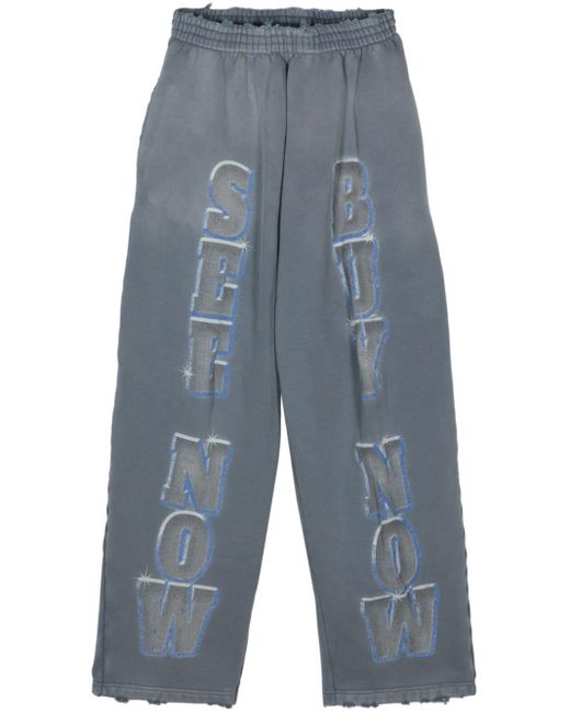Pantalon de jogging en coton à slogan imprimé Balenciaga en coloris Blue