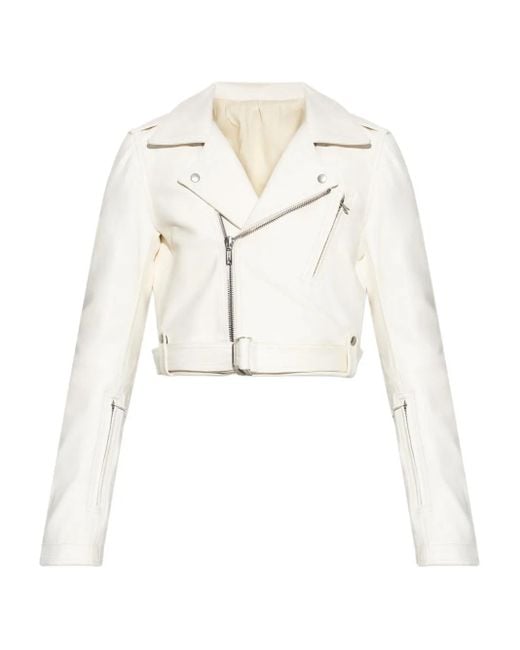 Rick Owens Belted Asymmetrical Zip Jacket White