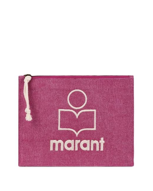 Isabel Marant Purple Small Netia Cotton Clutch Bag