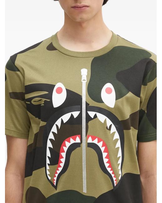 メンズ A Bathing Ape 1st Camo Shark Tシャツ Green
