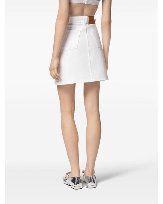 Versace White Medusa Head Button Denim Skirt