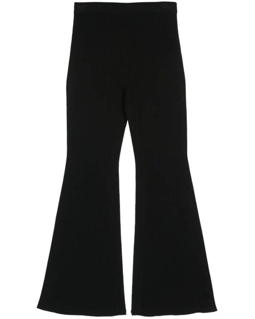 MICHAEL Michael Kors Black Ribbed-knit Flared Trousers
