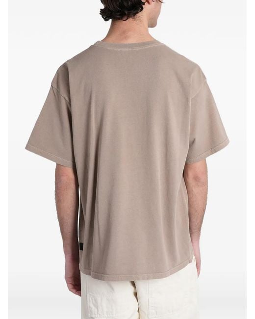 Haikure Brown Logo-Patch Cotton T-Shirt for men