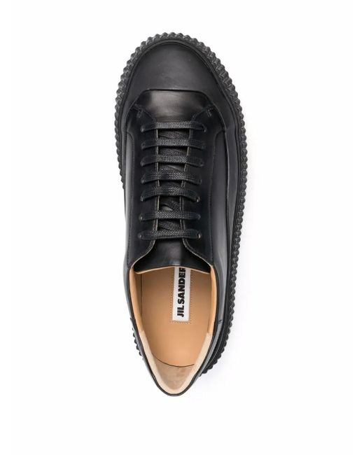 Jil Sander Black Leather Platform Sneakers