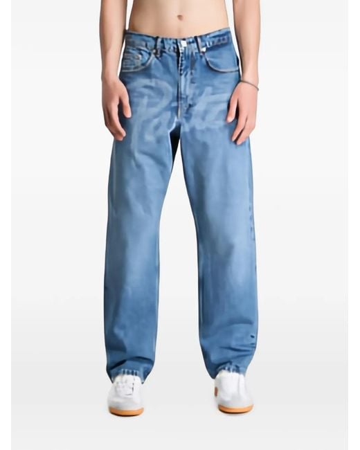 PATTA Blue Laserprint Whiskers Jeans for men