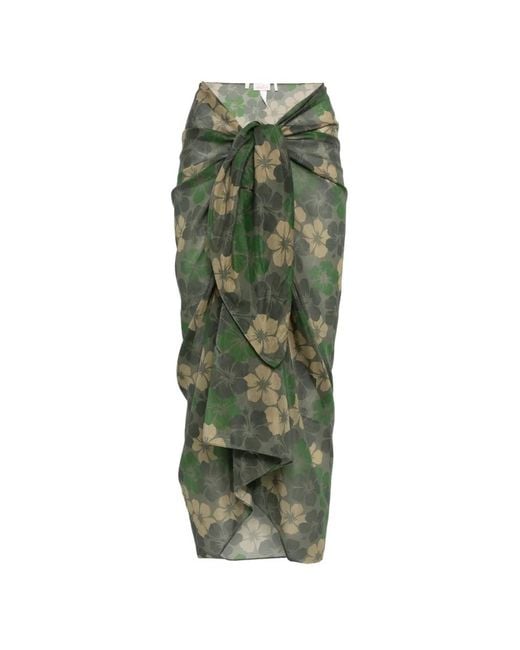 Mc2 Saint Barth Green Hibiscus-Print Sarong