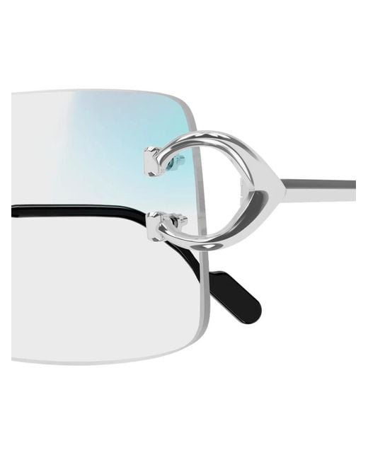 Cartier White C-Motif Rectangle-Frame Sunglasses for men