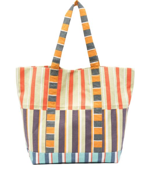 Bolso shopper con panel a rayas Epice de color Orange