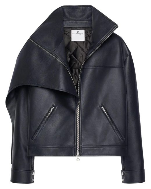 Courreges Black Oversized Leather Jacket