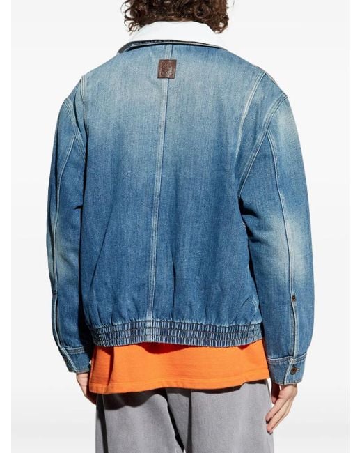 Loewe Blue Contrast-Collar Denim Jacket for men