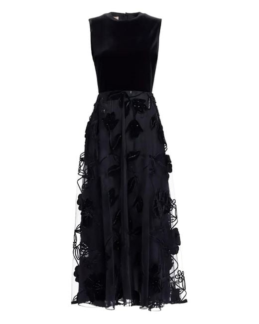 Vestido Midi De Tul Y Terciopelo Elie Saab de color Black