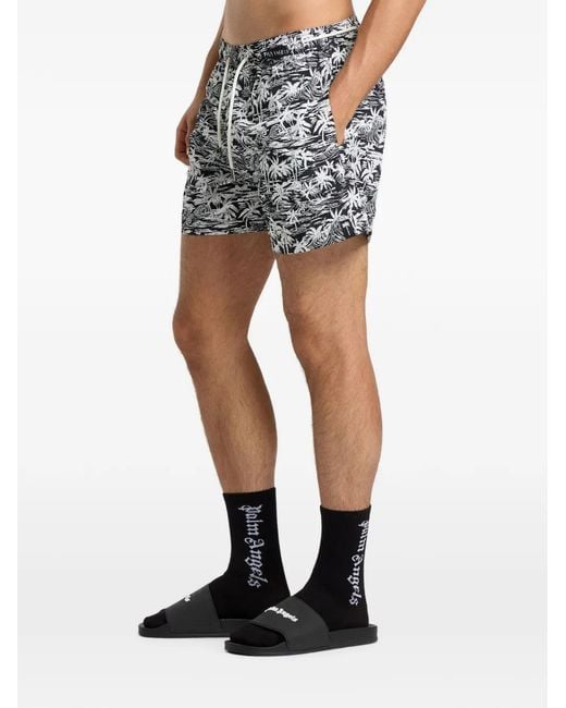 Palm Angels White Palm Waves Swim Shorts for men