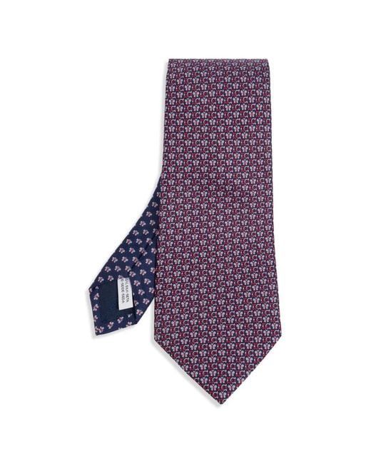 Ferragamo Purple Butterfly-Print Silk Tie for men