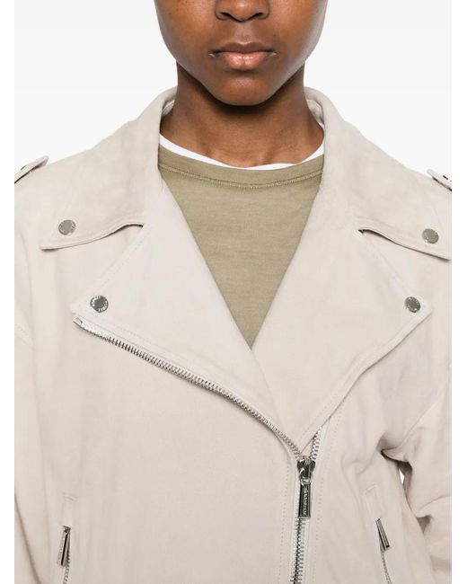 Moorer White Loette Zip Jacket
