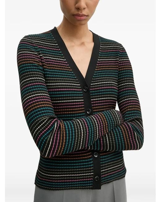 Paul Smith Black Striped Buttoned Cardigan