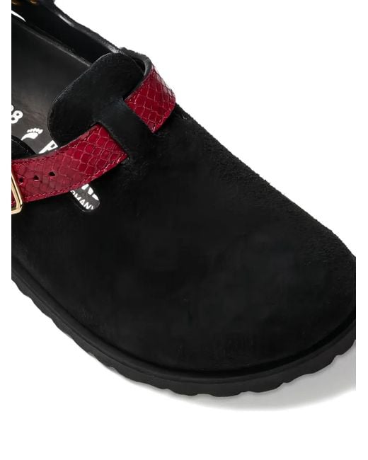 Birkenstock Black Snakeskin-Effect Buckle Mules for men