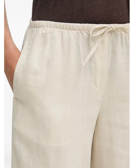 Benetton Natural Drawstring Linen Trousers