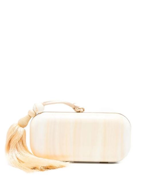Cult Gaia Natural Small Yasmin Tassel-Embellished Clutch Bag