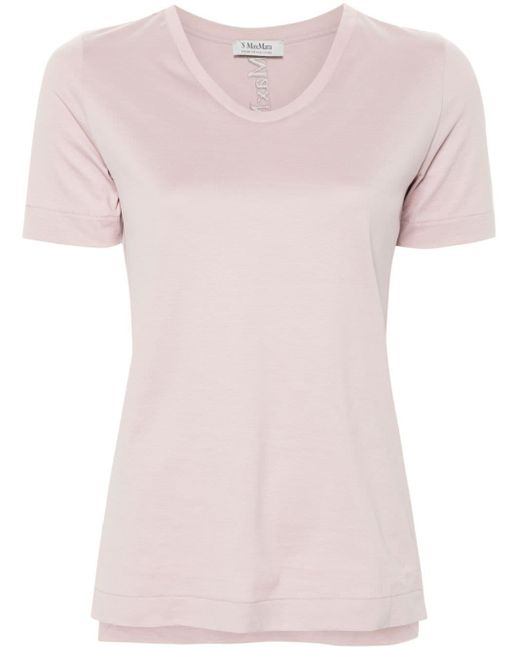 Max Mara Pink Embroidered-logo Cotton T-shirt