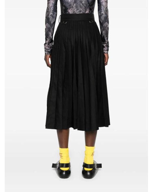 Sacai Black Plissé Midi Skirt